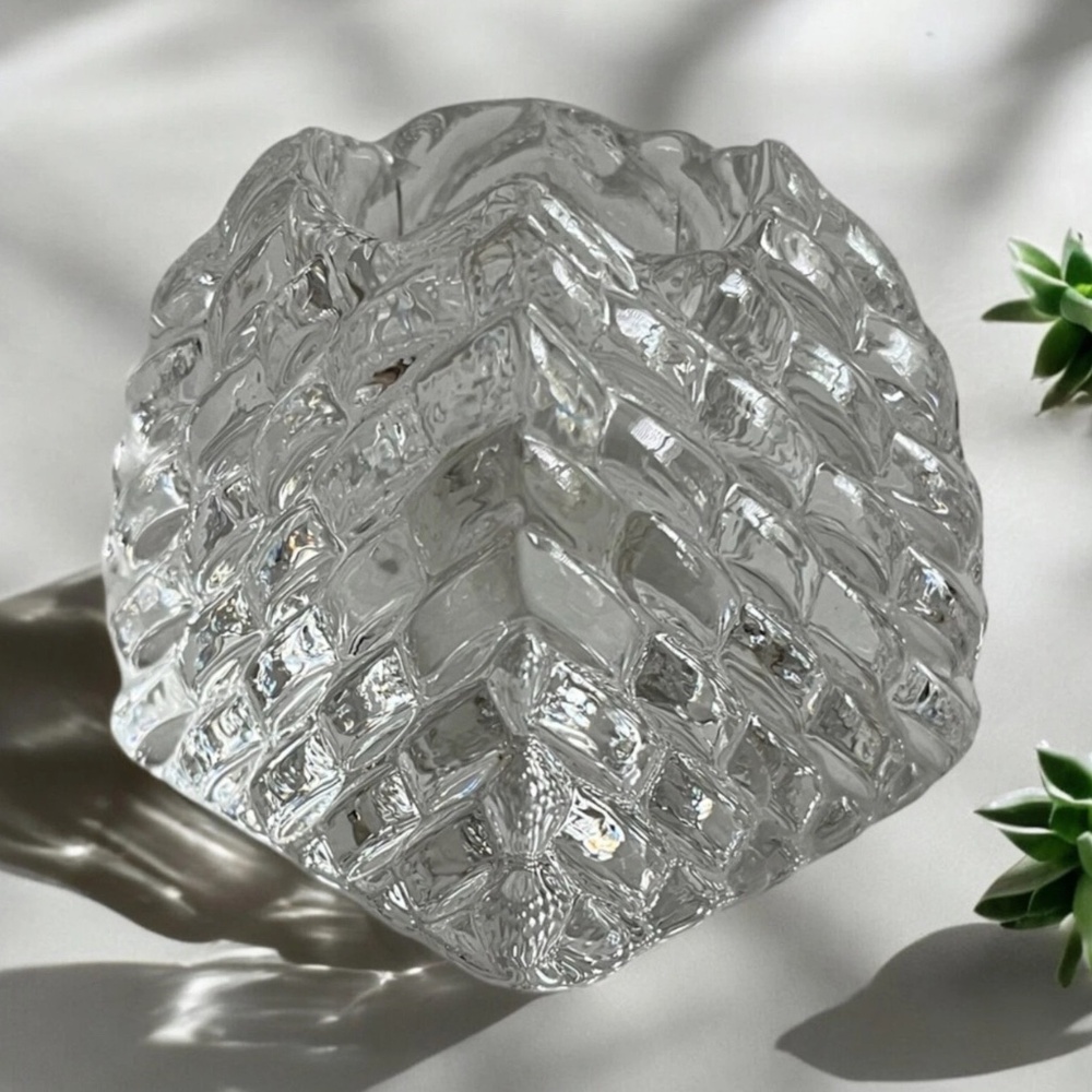 Kosta Boda Crystal Basket Weave Votive Holder